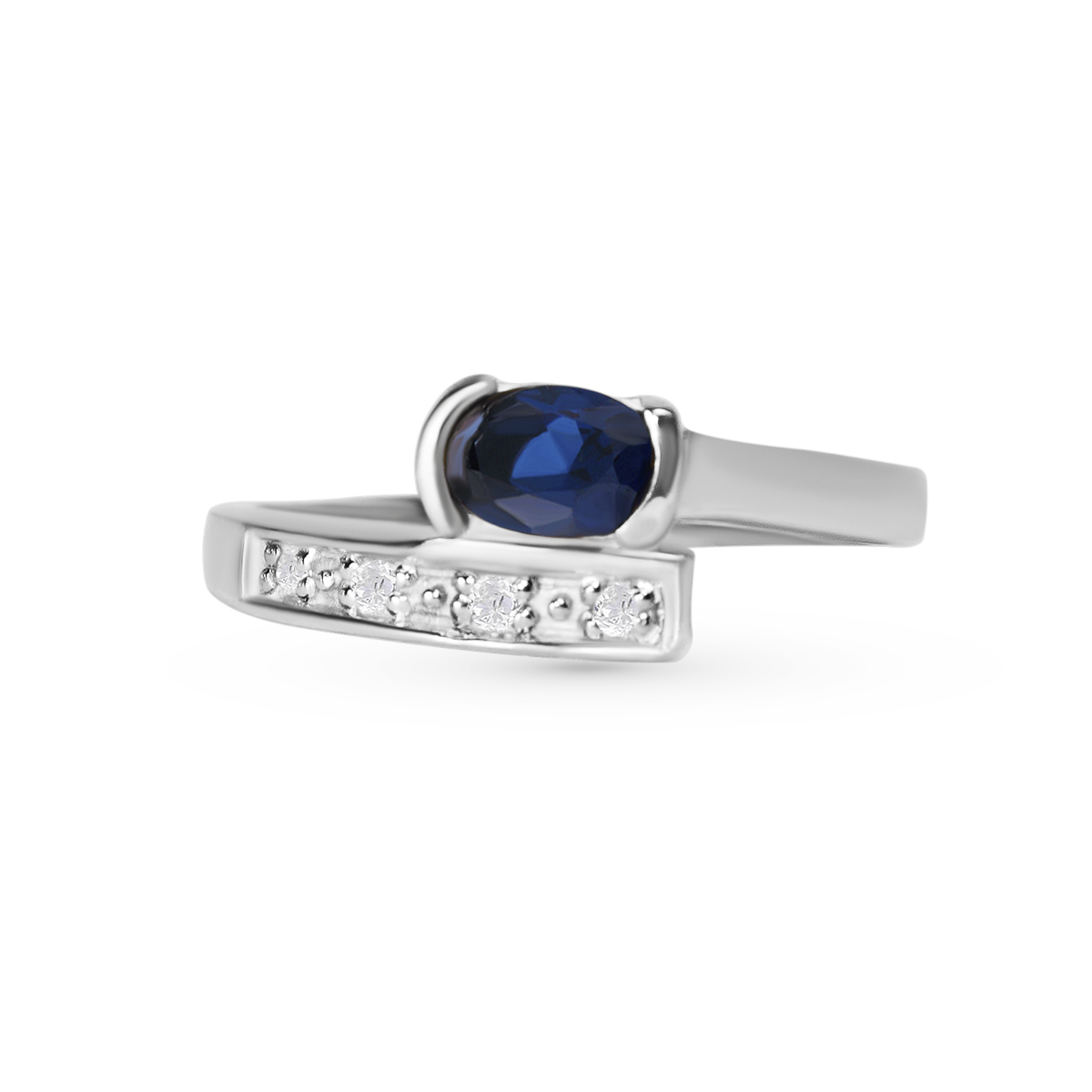 Кольцо с иолитом природным, фианитом из Серебра