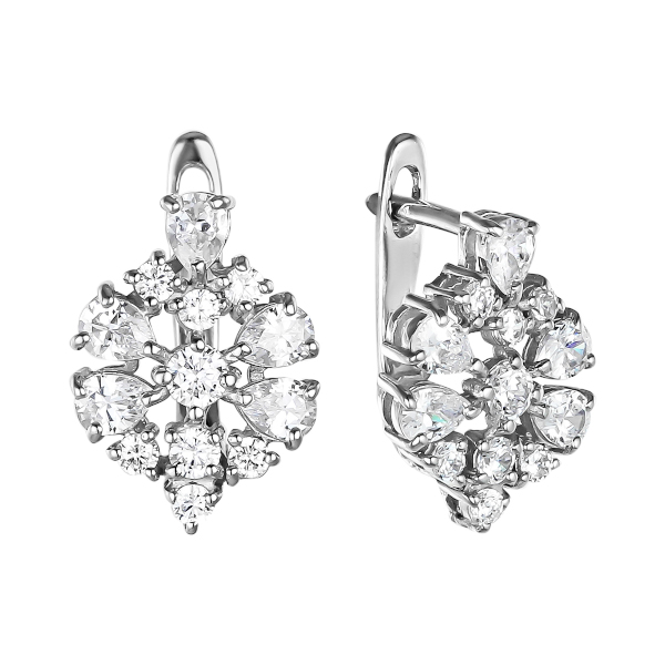 Серьги с фианитом из Серебра
