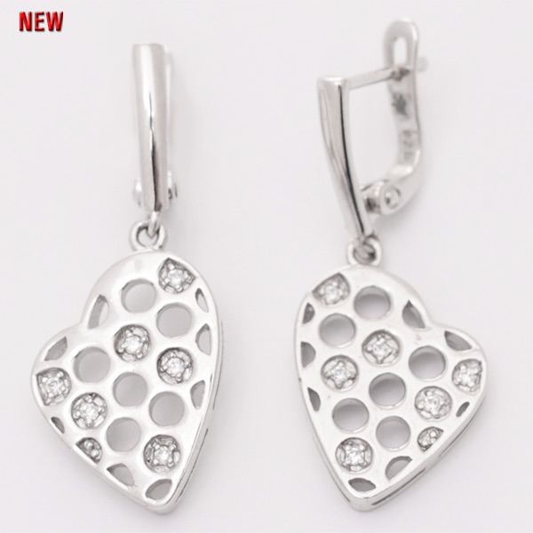Серьги с фианитом из серебра