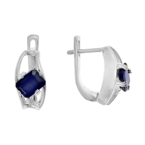Серьги с сапфиром из серебра
