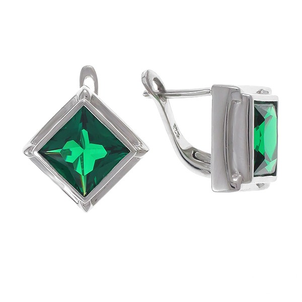 Серьги с изумрудом из серебра