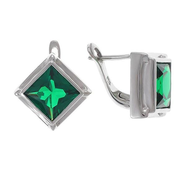 Серьги с изумрудом из серебра