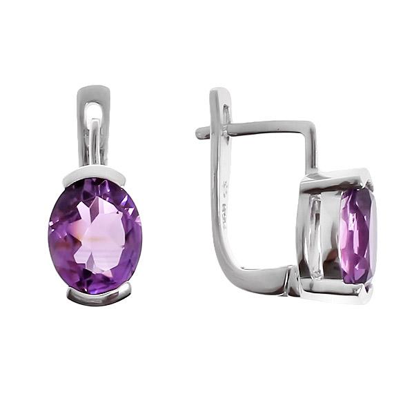 Серьги с аметистом из серебра