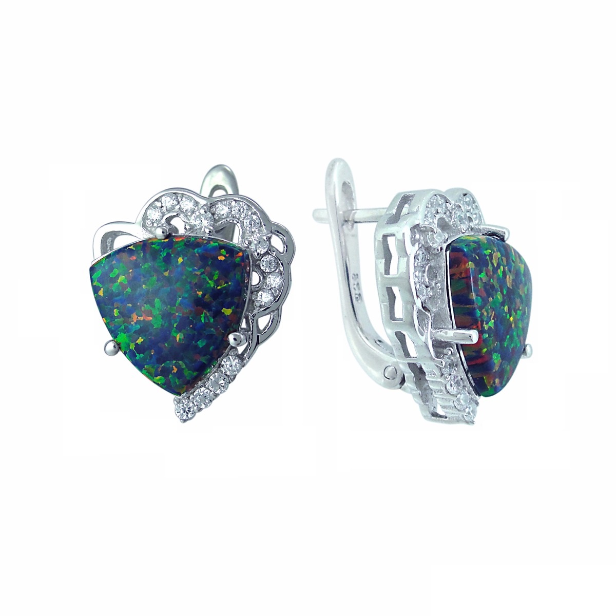 Серьги с опалом, фианитом из Серебра