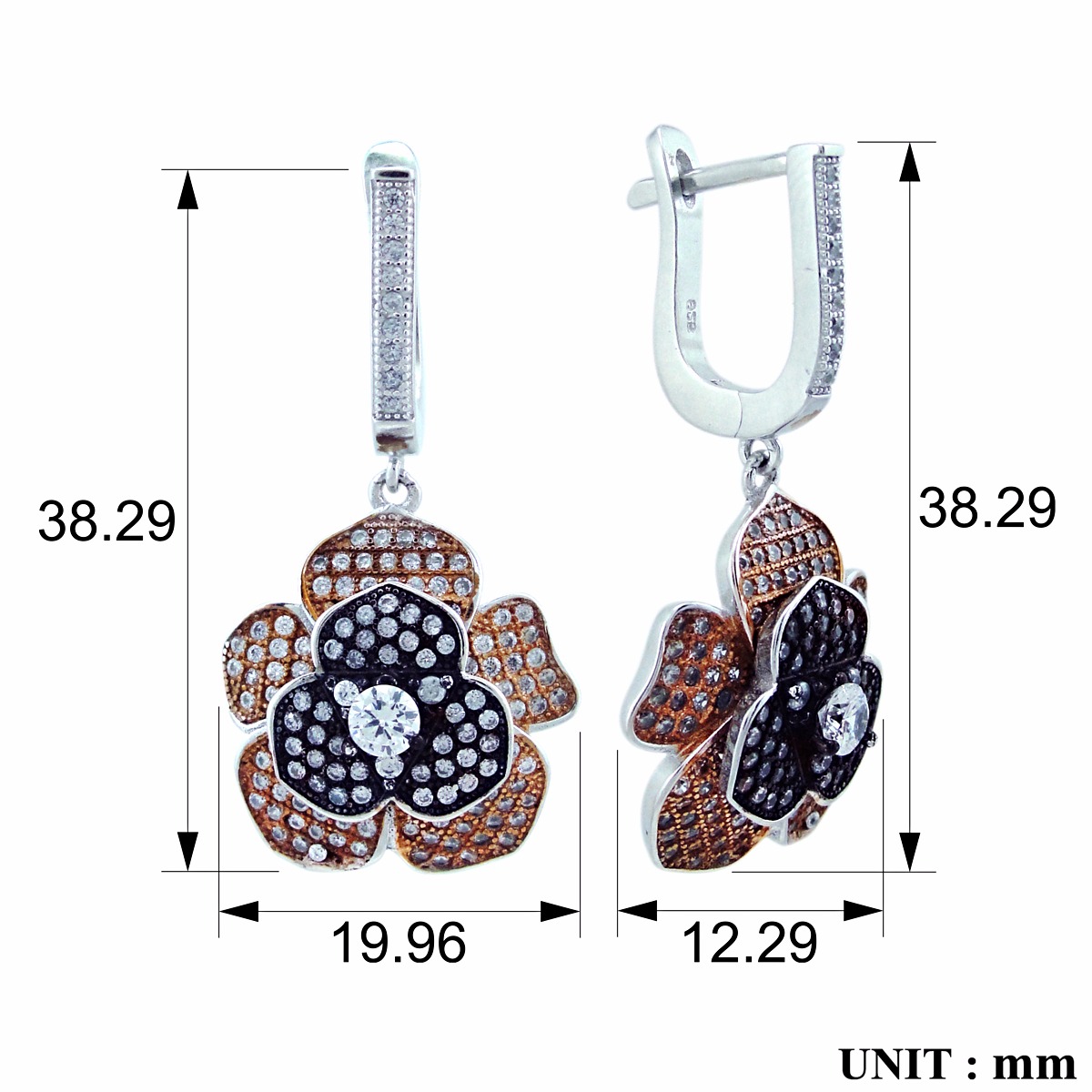 Серьги с фианитом из Серебра