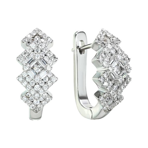 Серьги с фианитом из Серебра