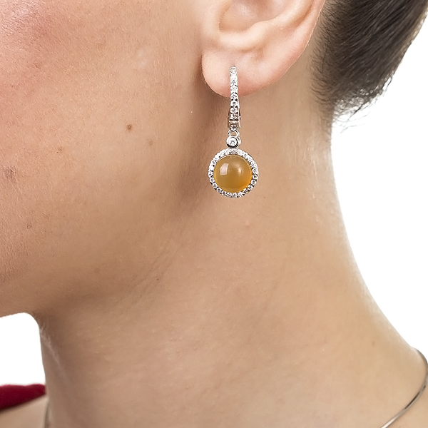 Серьги с ониксом и фианитом из Серебра