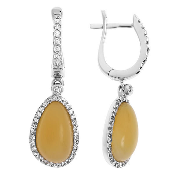 Серьги с ониксом и фианитом из серебра