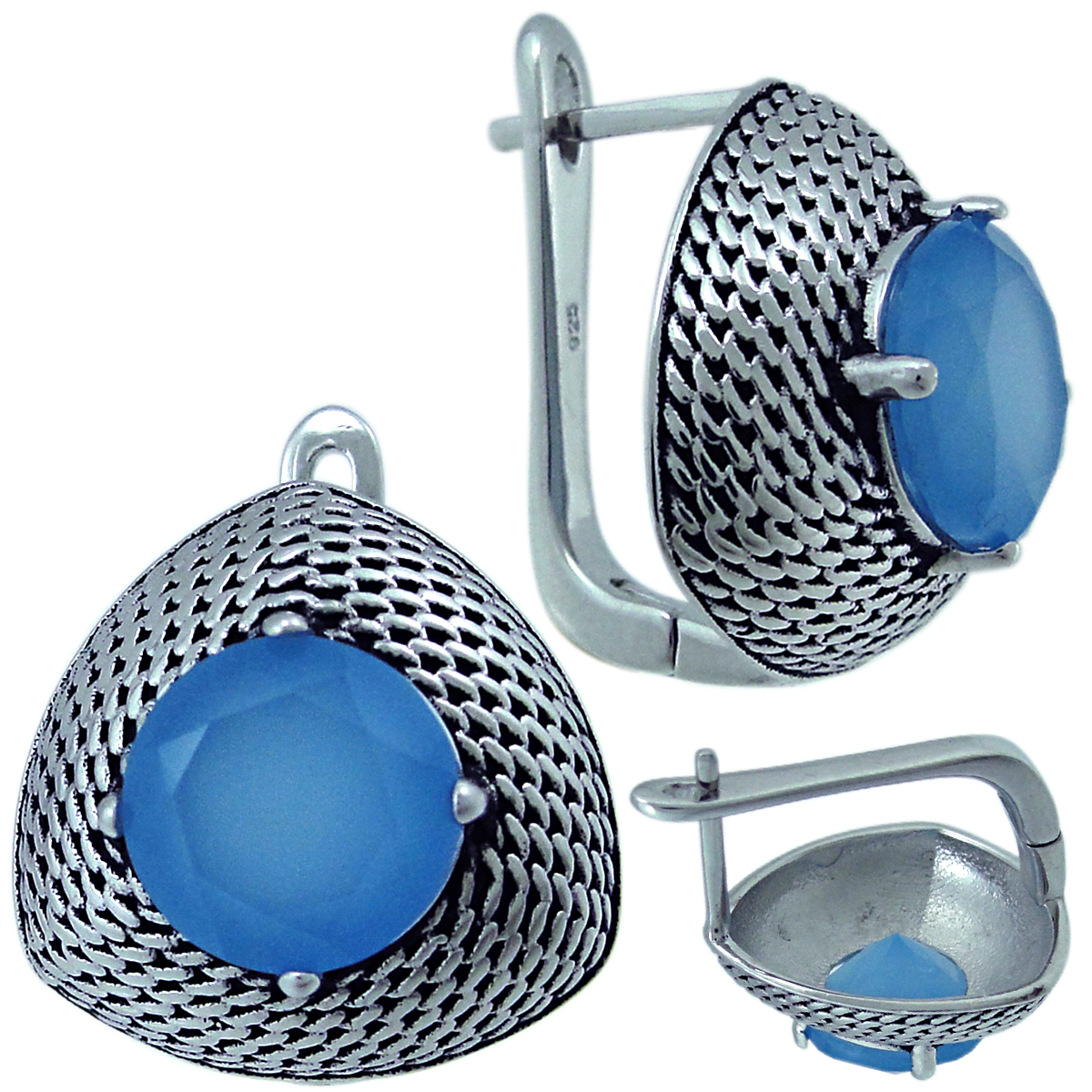 Серьги с агатом из серебра