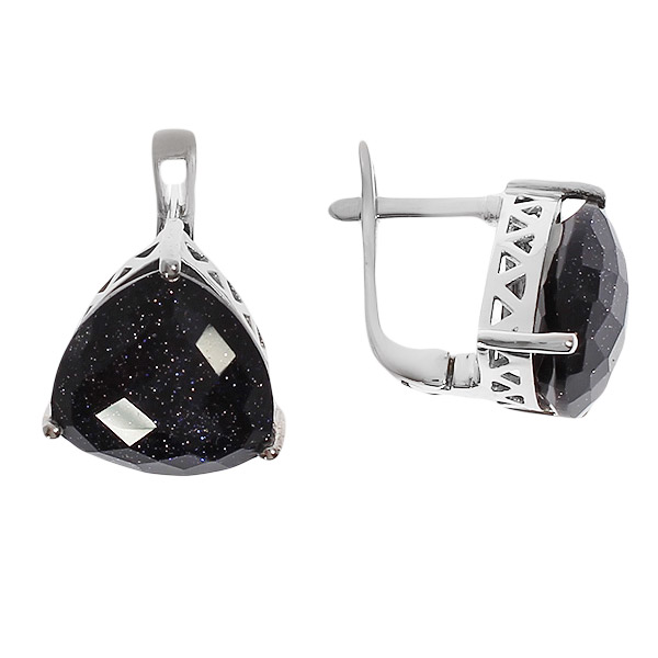 Серьги с авантюрином из серебра