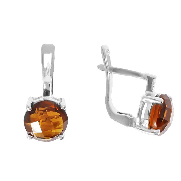 Серьги с кварцем Виски из Серебра