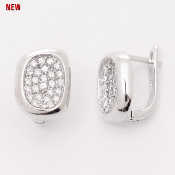Серьги с фианитом из серебра