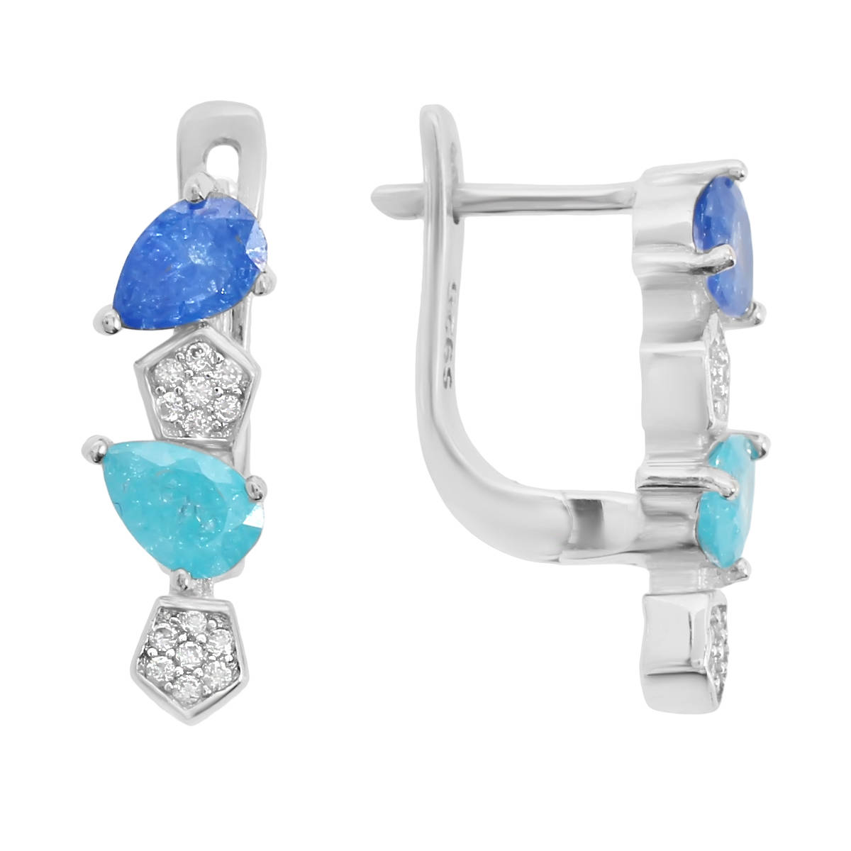 Серьги с фианитом из Серебра