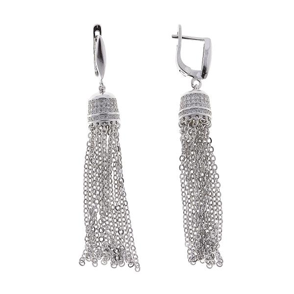 Серьги с фианитом из Серебра