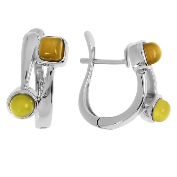 Серьги с кошачьим глазом из Серебра