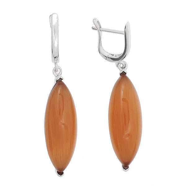 Серьги с кошачьим глазом синтетическим из Серебра