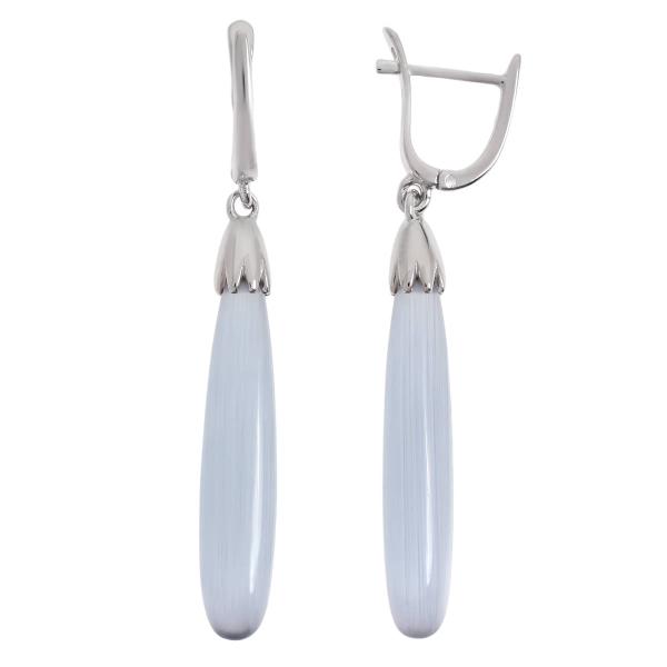 Серьги с кошачьим глазом из серебра