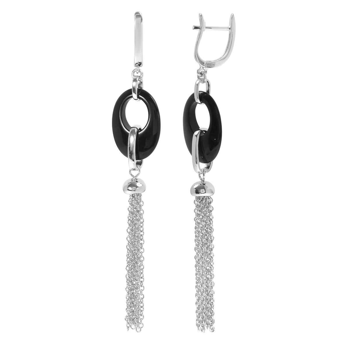 Серьги с ониксом из серебра