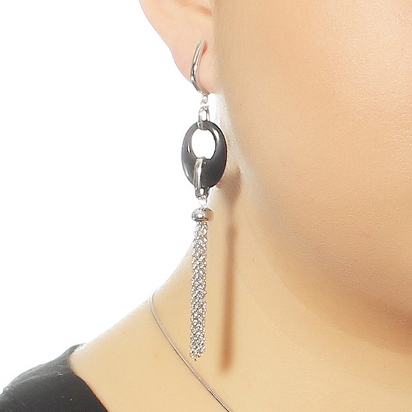 Серьги с ониксом из серебра