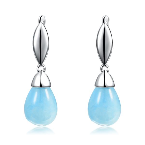 Серьги с аквамарином из Серебра