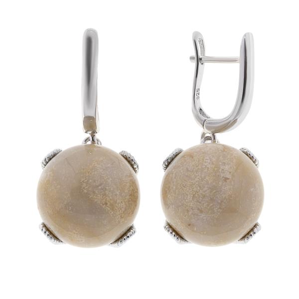 Серьги с кораллом из Серебра