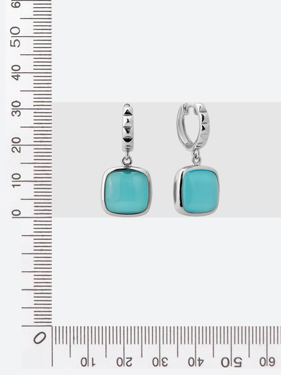 Серьги с кошачьим глазом синтетическим из Серебра