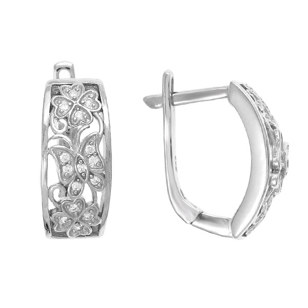 Серьги с фианитом из Серебра