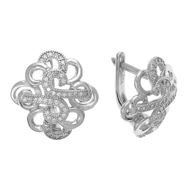 Серьги с фианитом из Серебра