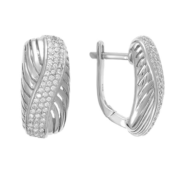 Серьги с фианитом из Серебра