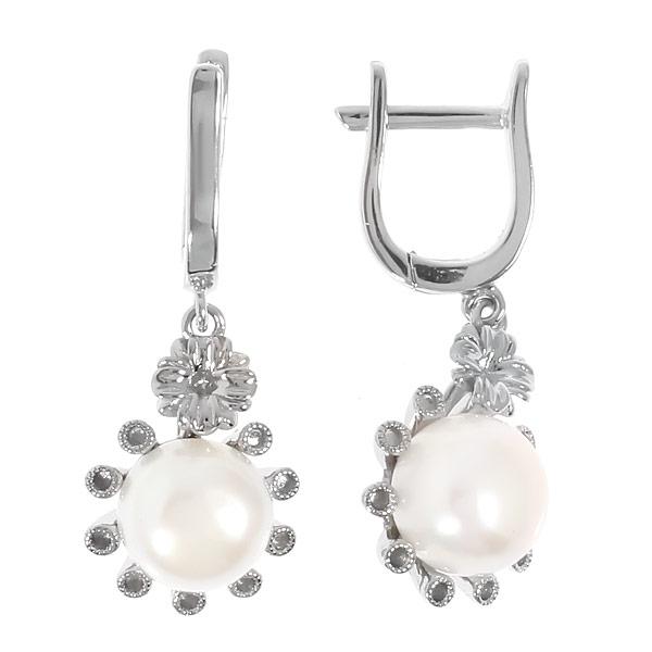 Серьги с жемчугом культивированным из Серебра