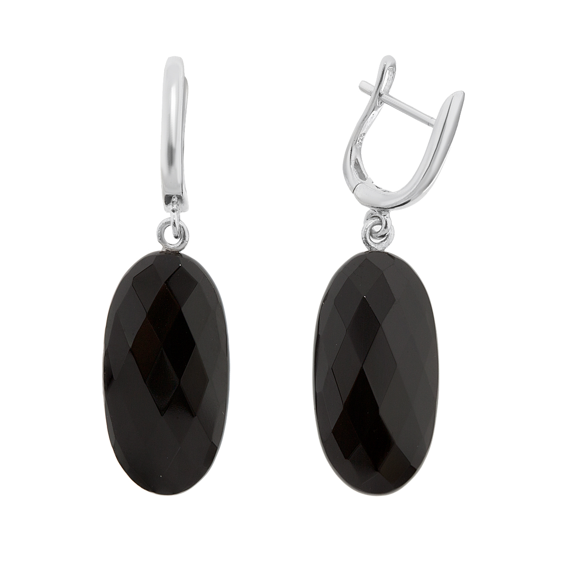 Серьги с ониксом из серебра