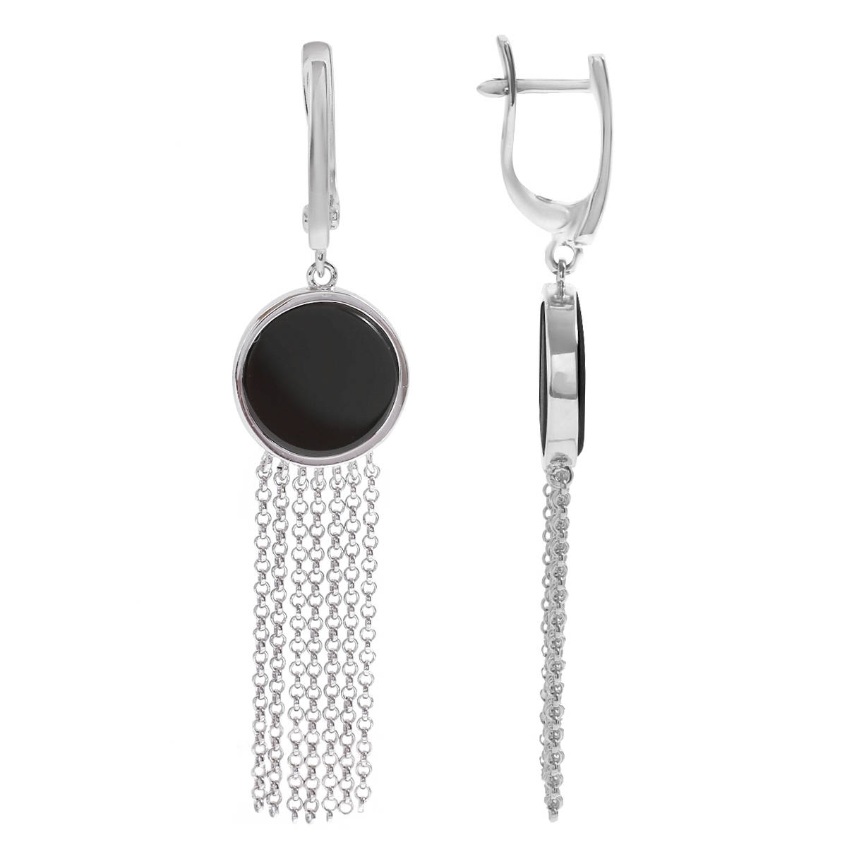Серьги с ониксом из серебра