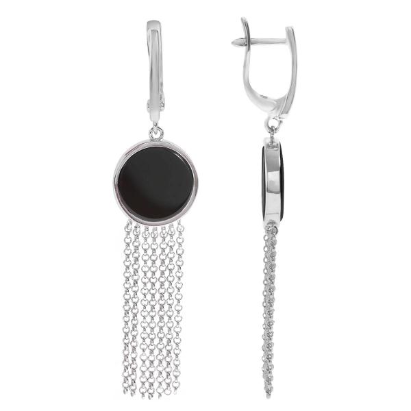 Серьги с ониксом из серебра