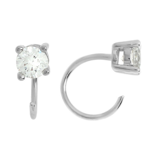 Серьги с фианитом из серебра
