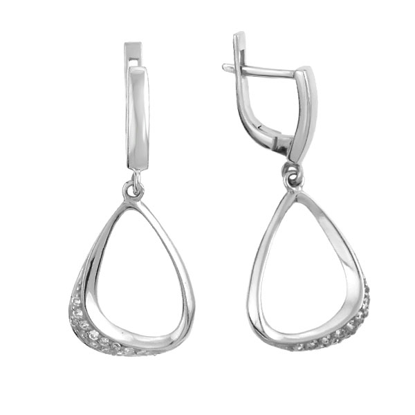 Серьги с фианитом из Серебра