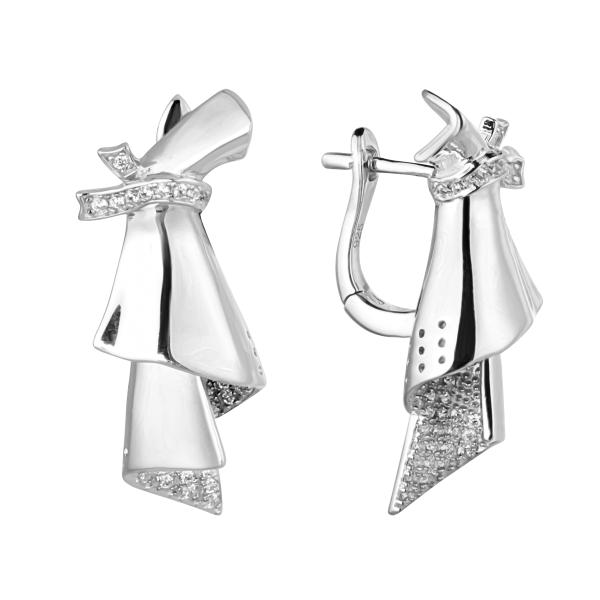 Серьги с фианитом из Серебра