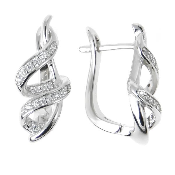 Серьги с фианитом из Серебра