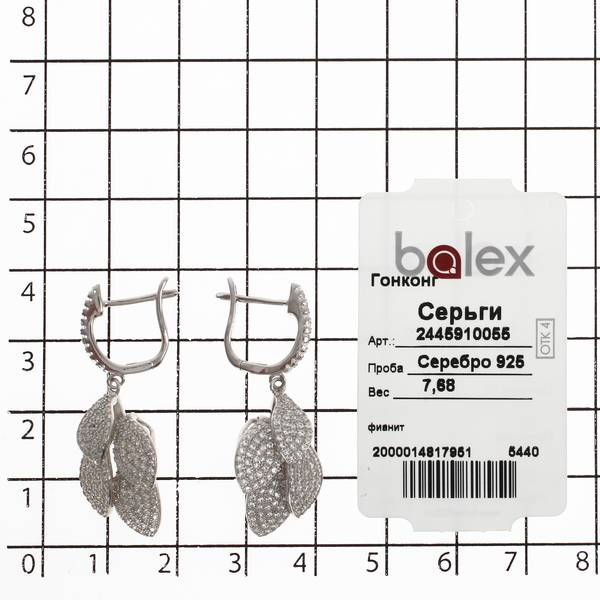Серьги с фианитом из Серебра