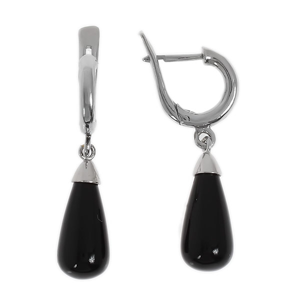 Серьги с ониксом из серебра