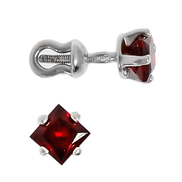 Серьги с гранатом из серебра